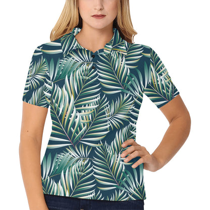 Sun Spot Tropical Palm Leaves hower Curtain Women's Polo Shirt