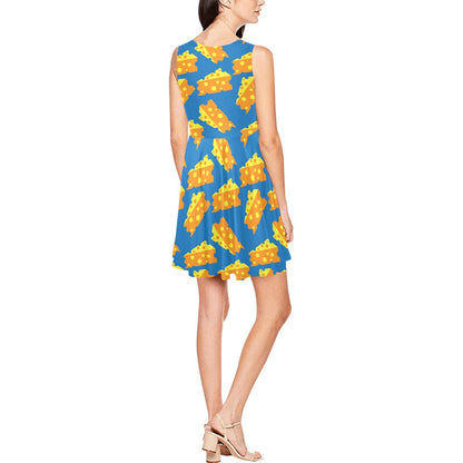 Cheese Pattern Print Design 05 Sleeveless Dress