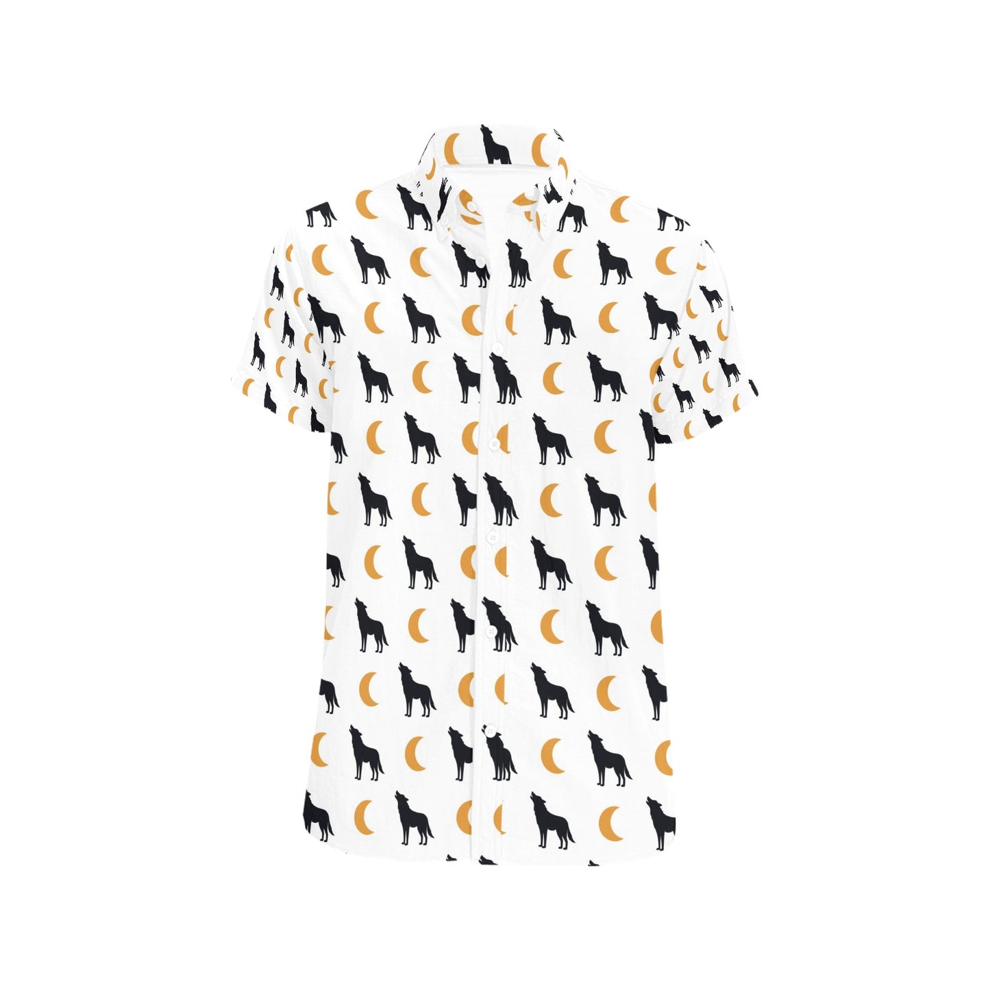 Witch Pumpkin Halloween Print LKS302 Men Short Sleeve Button Up Shirt
