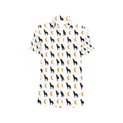 Witch Pumpkin Halloween Print LKS302 Men Short Sleeve Button Up Shirt
