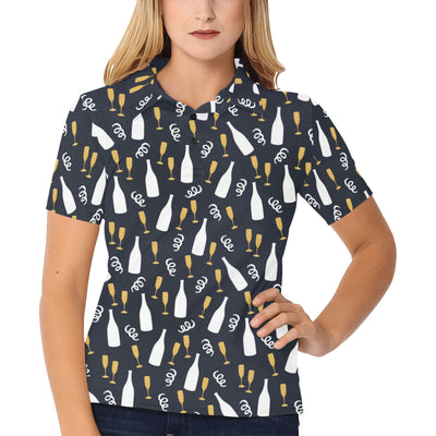 Champagne Pattern Print Design 01 Women's Polo Shirt