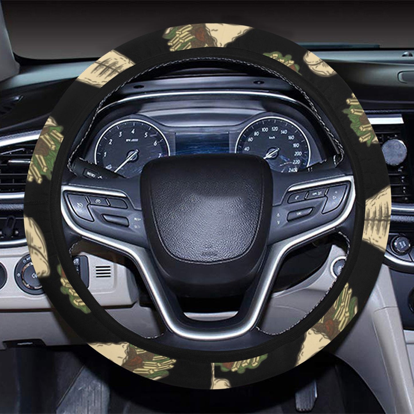 Burrito Print Design LKS303 Steering Wheel Cover with Elastic Edge