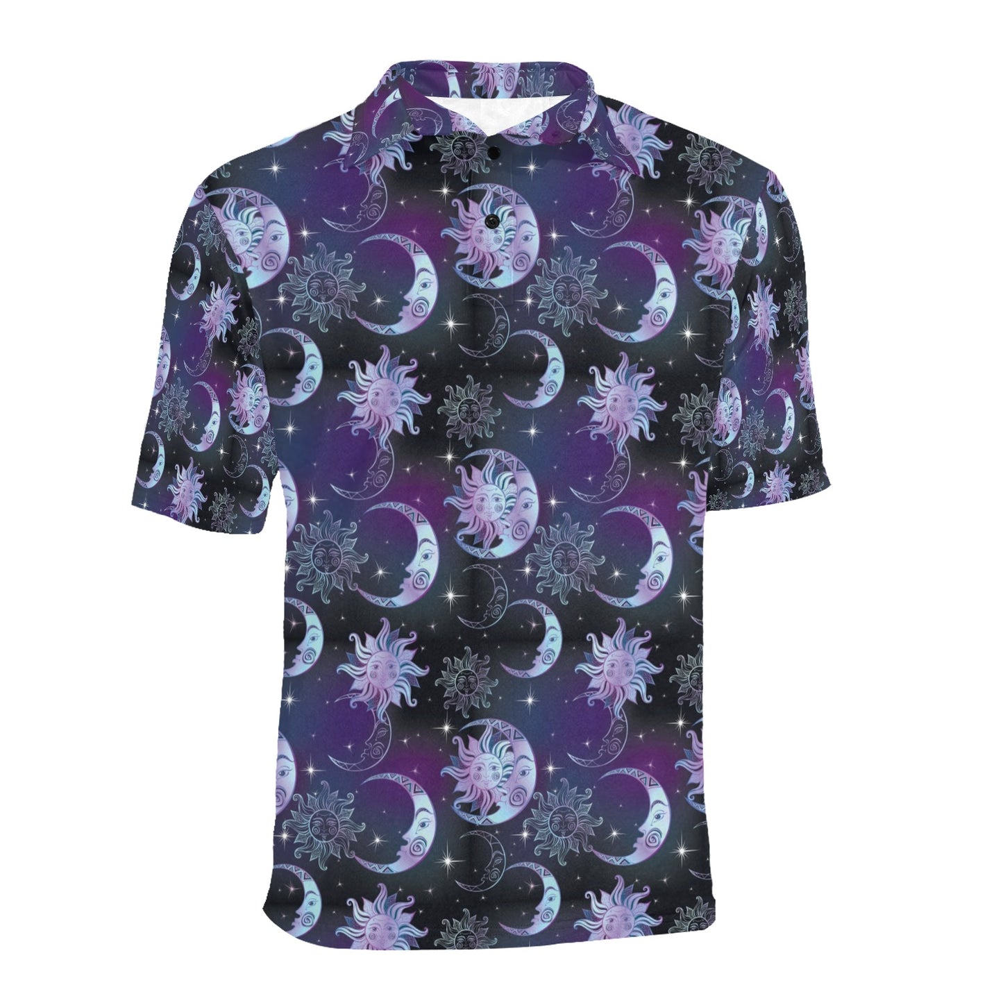 Sun Moon Print Design LKS303 Men Polo Shirt
