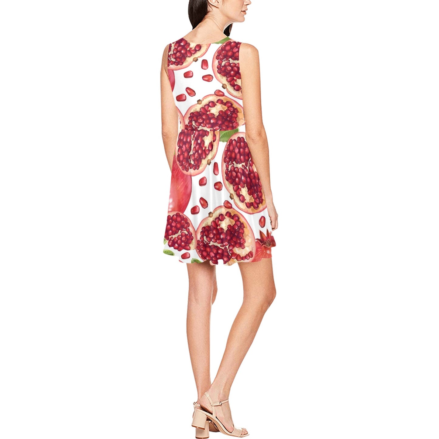 Pomegranate Pattern Print Design PG03 Sleeveless Dress