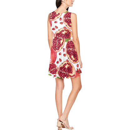 Pomegranate Pattern Print Design PG03 Sleeveless Dress