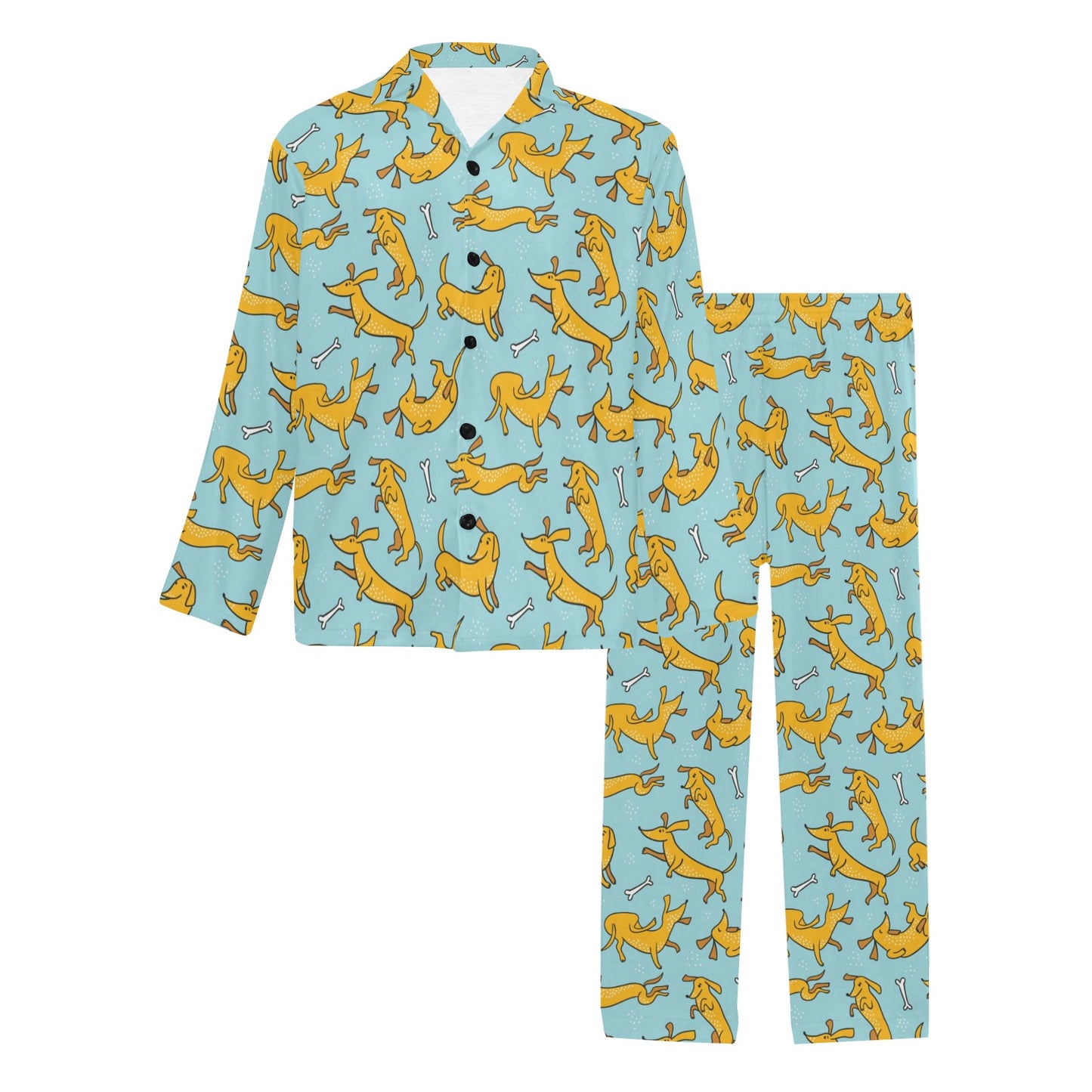 Dachshund Pattern Print Design 08 Men's Long Pajama Set