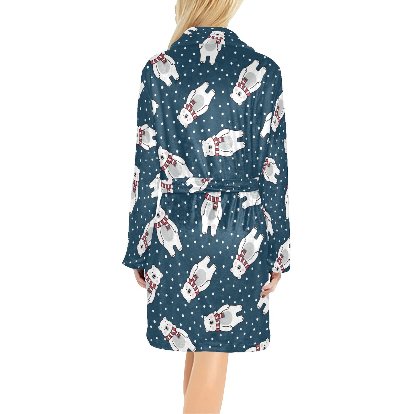 Polar Bear Pattern Print Design PB05 Women's Fleece Robe