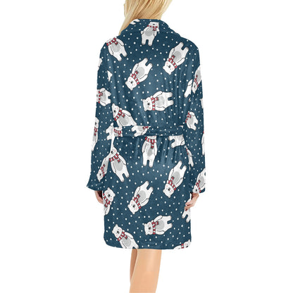 Polar Bear Pattern Print Design PB05 Women's Fleece Robe
