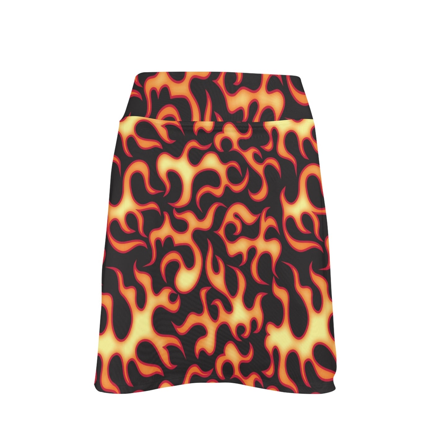 Flame Fire Themed Print Women's Golf Skirt with Pocket