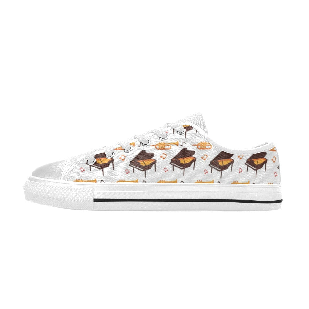 Piano Print Design LKS406 Women's White Low Top Shoes