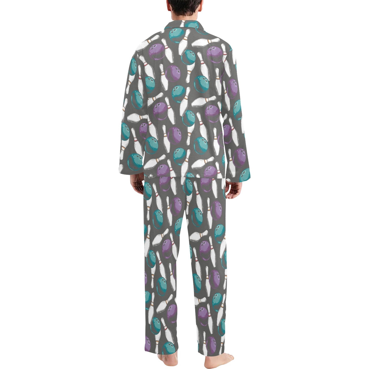 Bowling Pattern Print Design 03 Men's Long Pajama Set