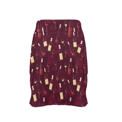 Wine Themed Pattern Print 17" Golf & Pickleball Skort with Pockets