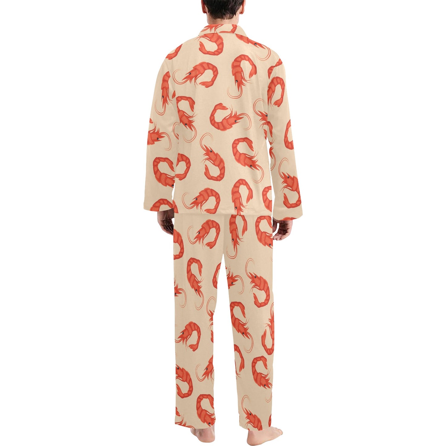 Prawn Pattern Print Design 02 Men's Long Pajama Set