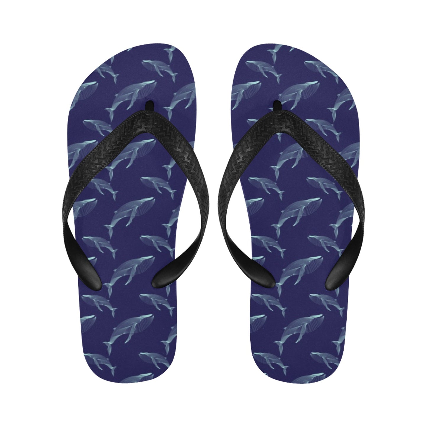 Blue Whale Print Design LKS402 Flip Flops