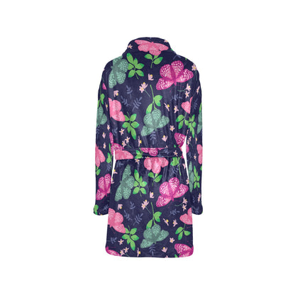 Monarch Butterfly Pattern Print Design 03 Women's Fleece Robe