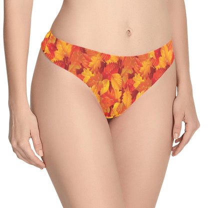 Elm Leave Autum Print Pattern Women's Thongs