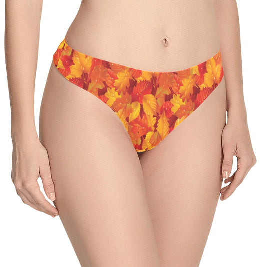 Elm Leave Autum Print Pattern Women's Thongs