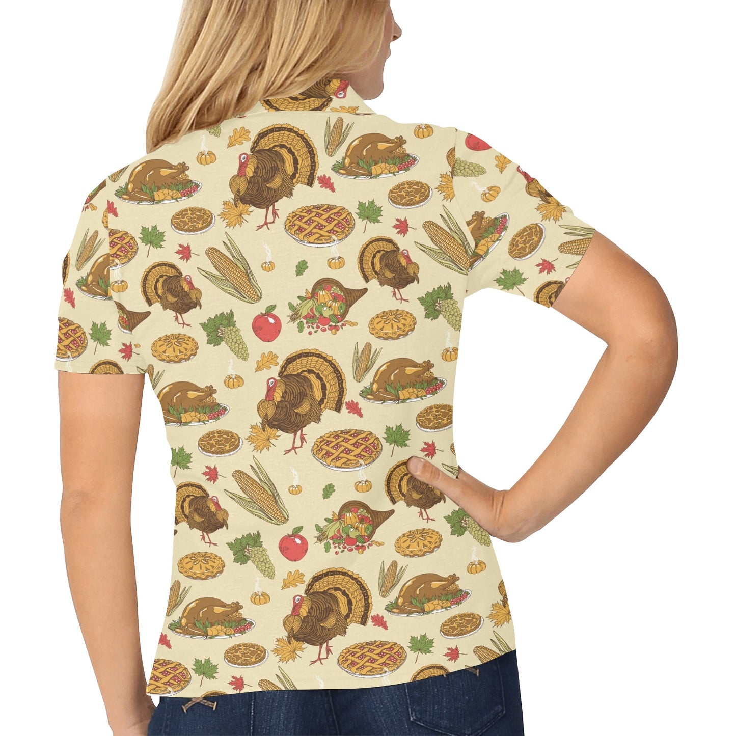 Turkey Pattern Print Design 02 Women's Polo Shirt