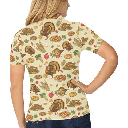 Turkey Pattern Print Design 02 Women's Polo Shirt
