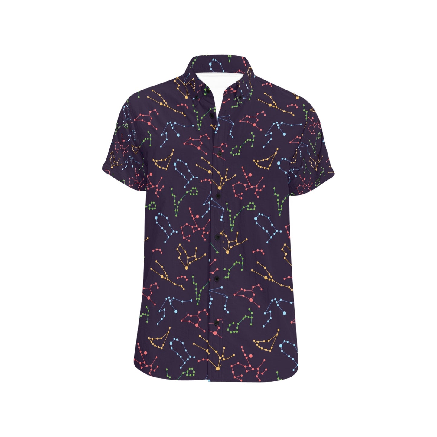 Zodiac Print Design LKS301 Men Short Sleeve Button Up Shirt