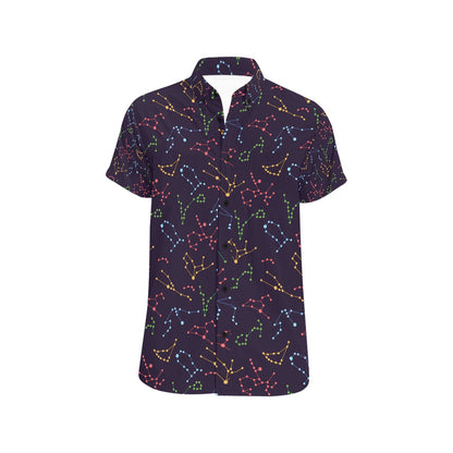 Zodiac Print Design LKS301 Men Short Sleeve Button Up Shirt