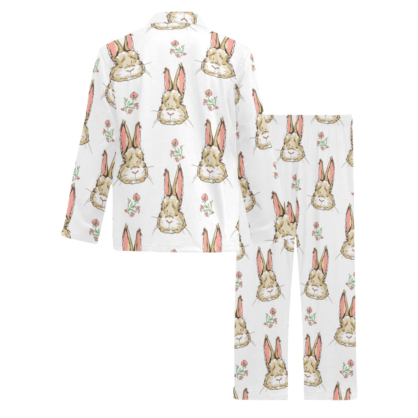 Rabbit Pattern Print Design RB09 Men's Long Pajama Set