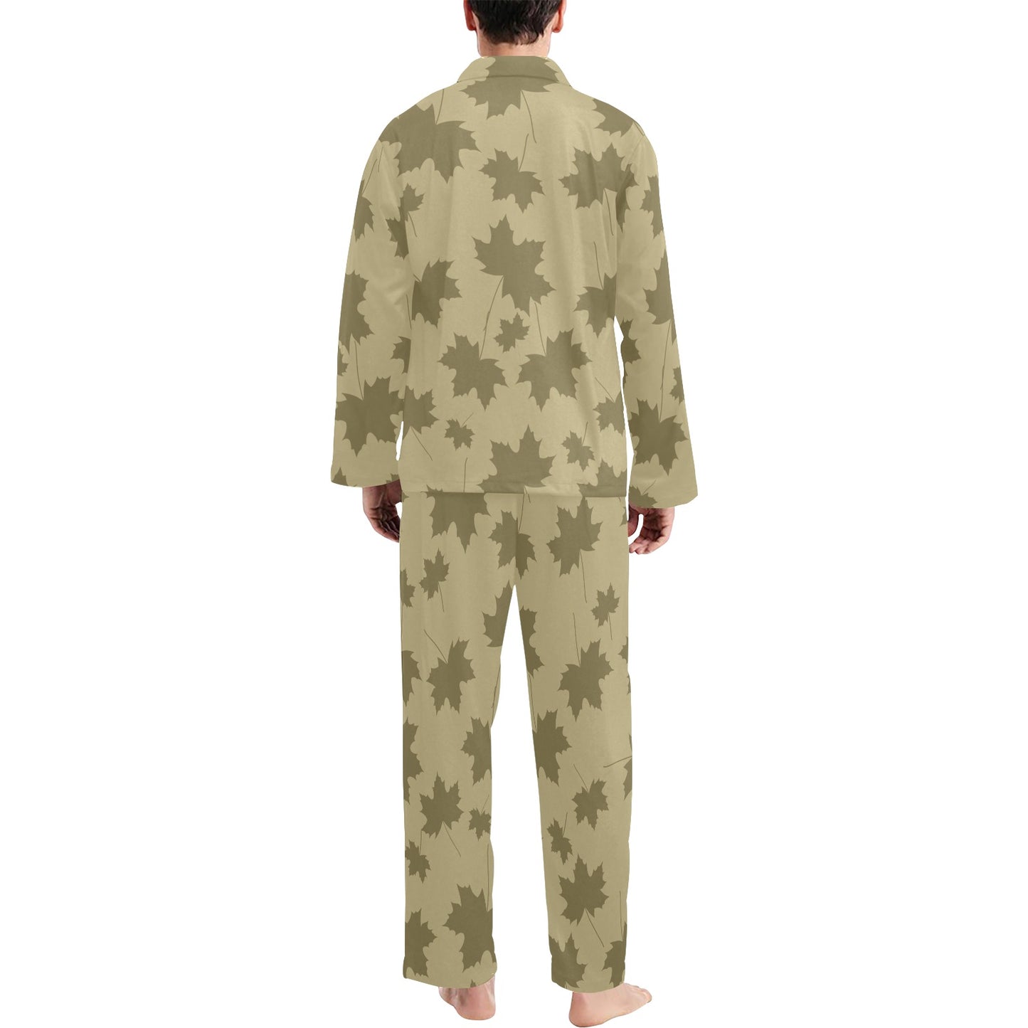 Maple Leaf Pattern Print Design 01 Men's Long Pajama Set