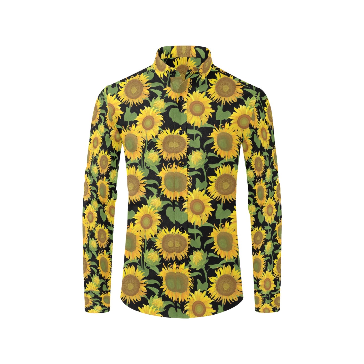Sunflower Print Design LKS302 Men's Long Sleeve Dress Shirt