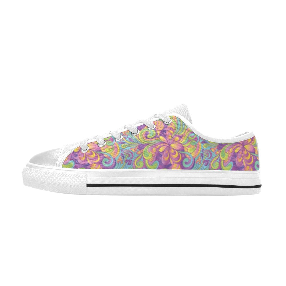Trippy Print Design LKS306 Women's White Low Top Shoes