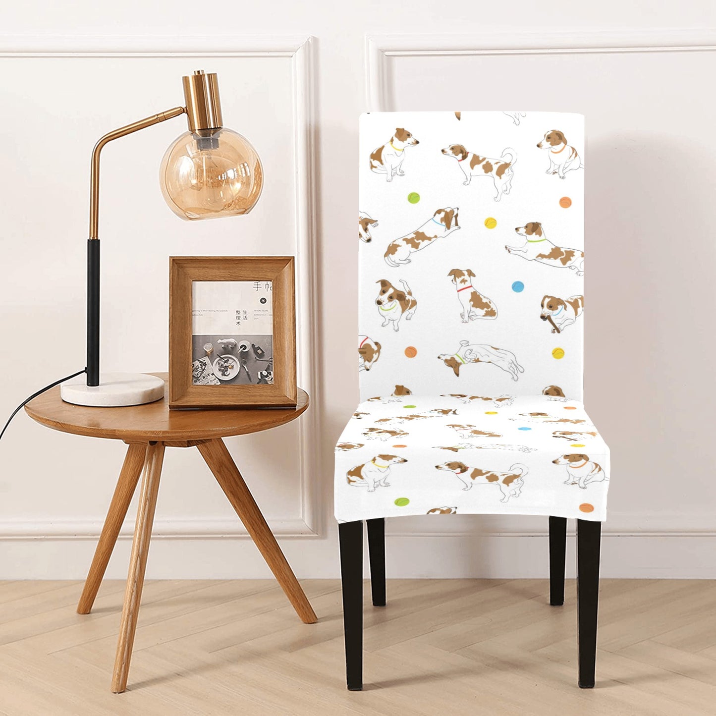 Russell Terriers With Balls Print Design LKS307 Dining Chair Slipcover