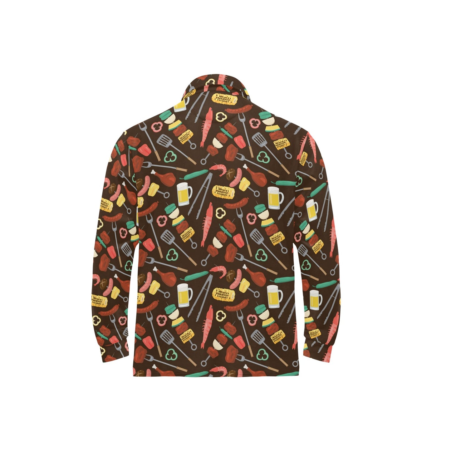 Barbecue Pattern Print Design 05 Long Sleeve Polo Shirt For Men's