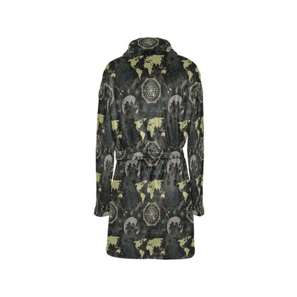 World Map Print Design LKS303 Women's Fleece Robe