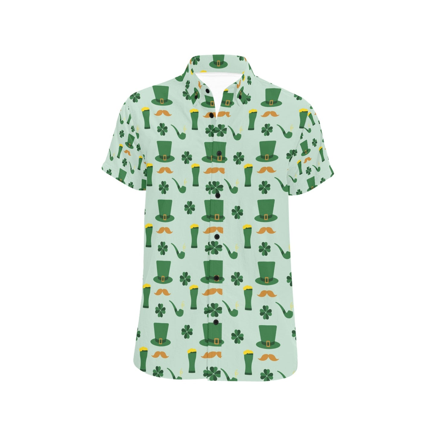 St Patricks Day Print Design LKS304 Men Short Sleeve Button Up Shirt