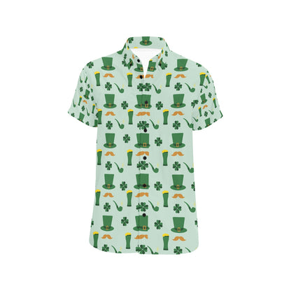 St Patricks Day Print Design LKS304 Men Short Sleeve Button Up Shirt