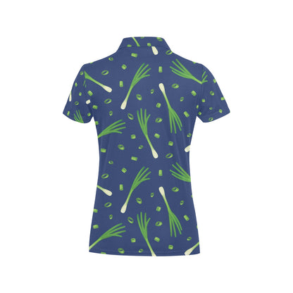 Leek Pattern Print Design 02 Women's Polo Shirt