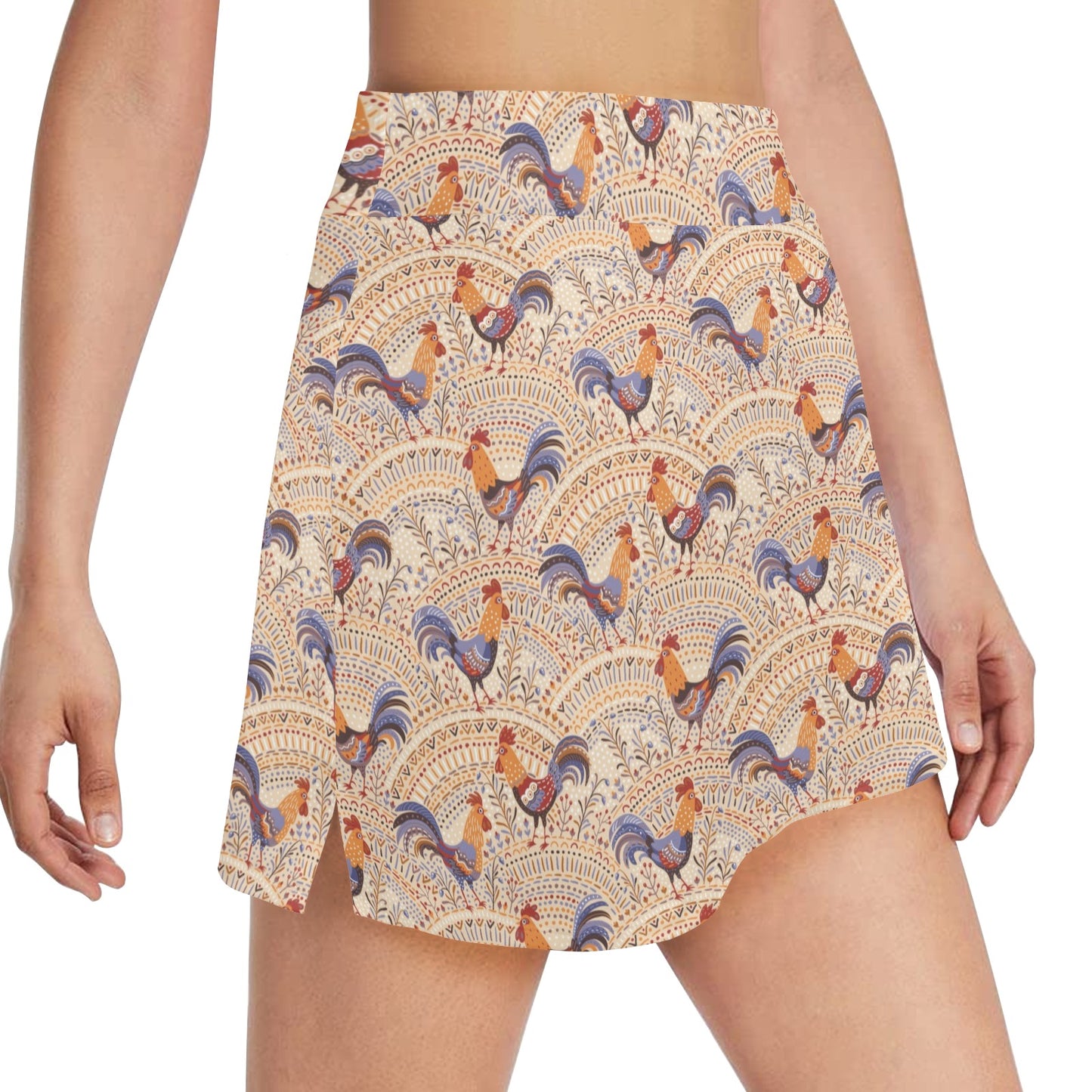 Chicken Boho Style Pattern 17" Golf & Pickleball Skort with Pockets