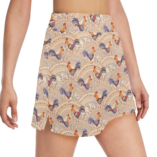 Chicken Boho Style Pattern 17" Golf & Pickleball Skort with Pockets