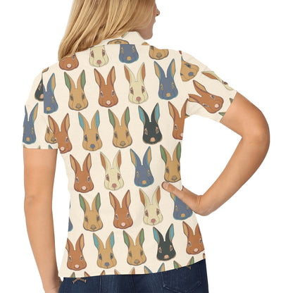 Rabbit Pattern Print Design RB04 Women's Polo Shirt
