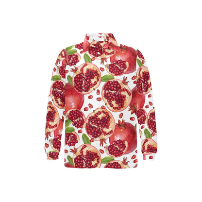 Pomegranate Pattern Print Design PG03 Long Sleeve Polo Shirt For Men's