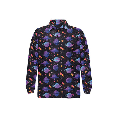 UFO Star Galaxy Print Design LKS308 Long Sleeve Polo Shirt For Men's
