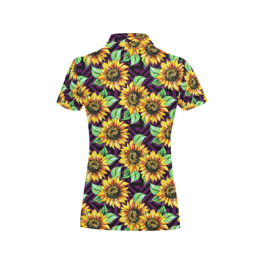 Sunflower Pattern Print Design SF012 Women's Polo Shirt