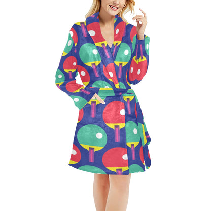 Ping Pong Pattern Print Design A03 Women's Fleece Robe