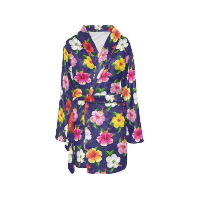 Hibiscus Colorful Print Design LKS301 Women's Fleece Robe