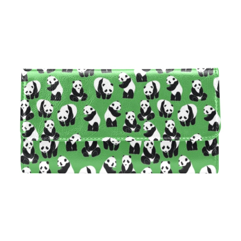 Panda Bear Pattern Themed Print Women's Trifold Wallet