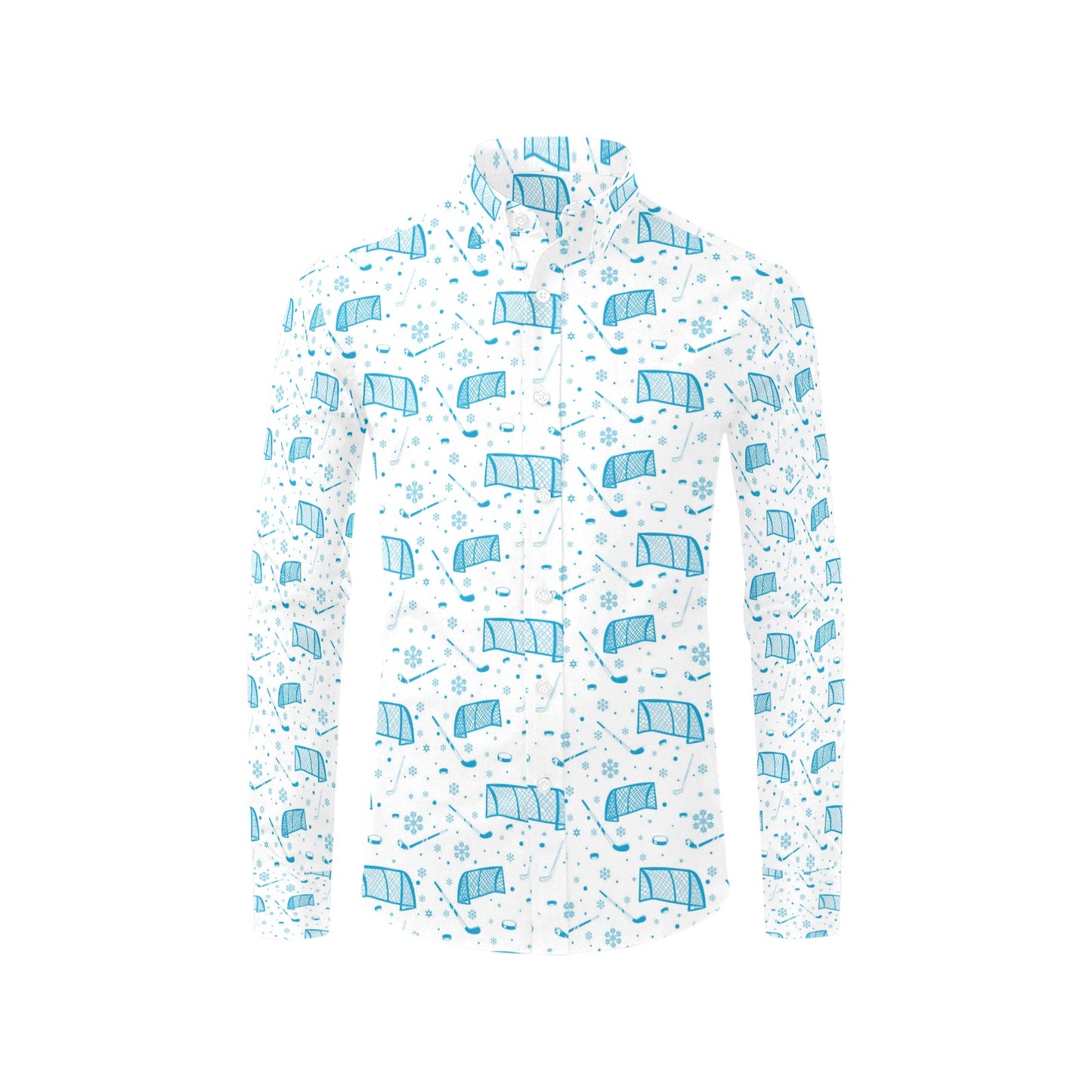 Hockey Print Design LKS303 Men's Long Sleeve Dress Shirt
