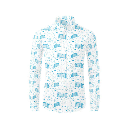 Hockey Print Design LKS303 Men's Long Sleeve Dress Shirt