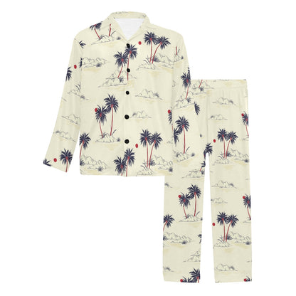 Palm Tree Pattern Print Design PT08 Men's Long Pajama Set
