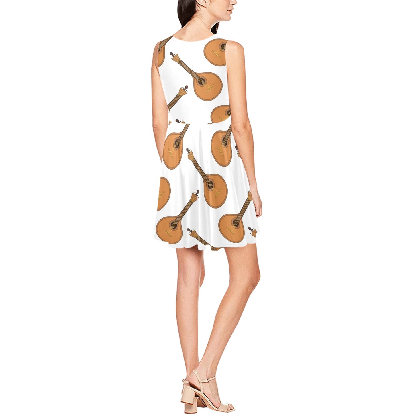 Mandolin Pattern Print Design 01 Sleeveless Dress