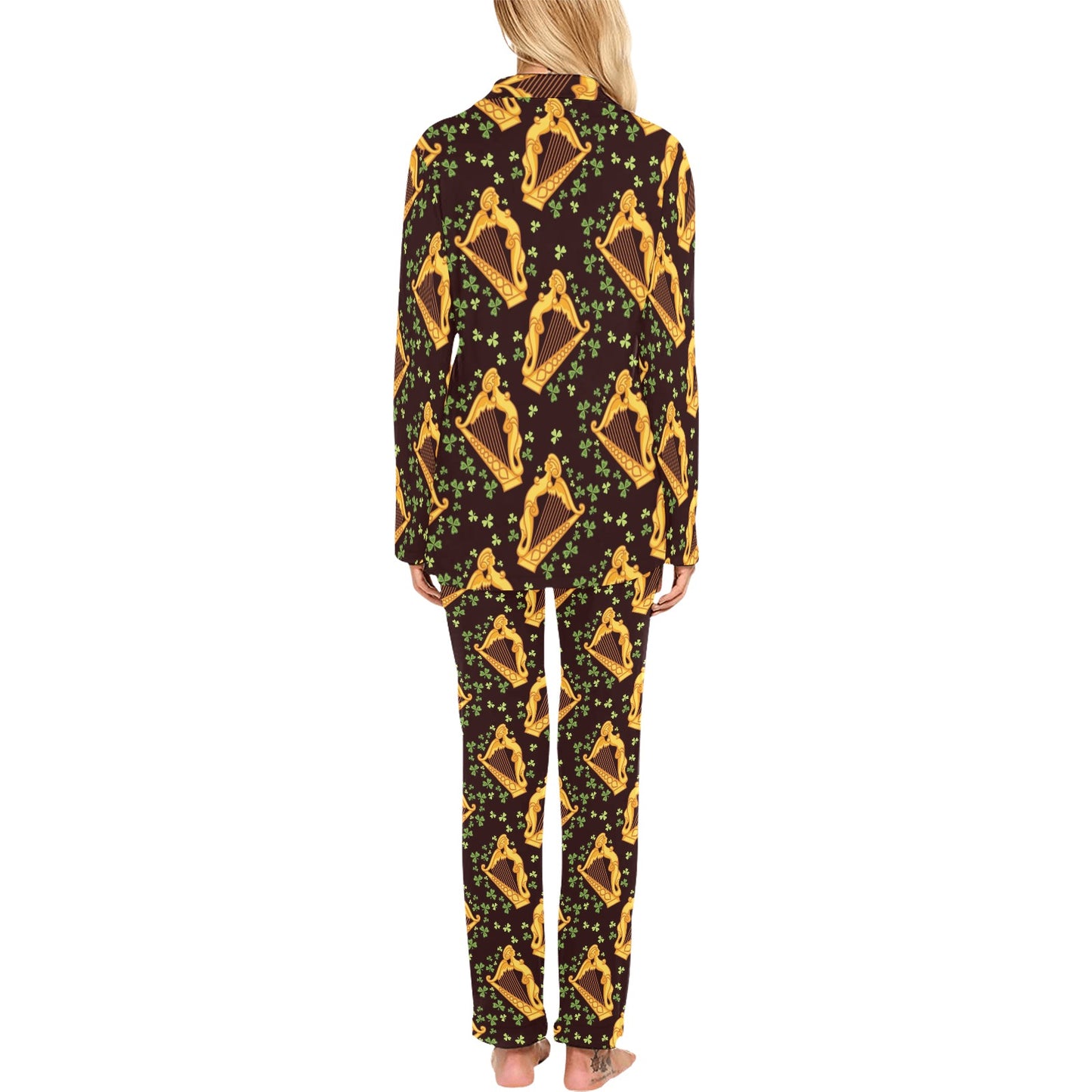 Harp Pattern Print Design 02 Women's Long Pajama Set