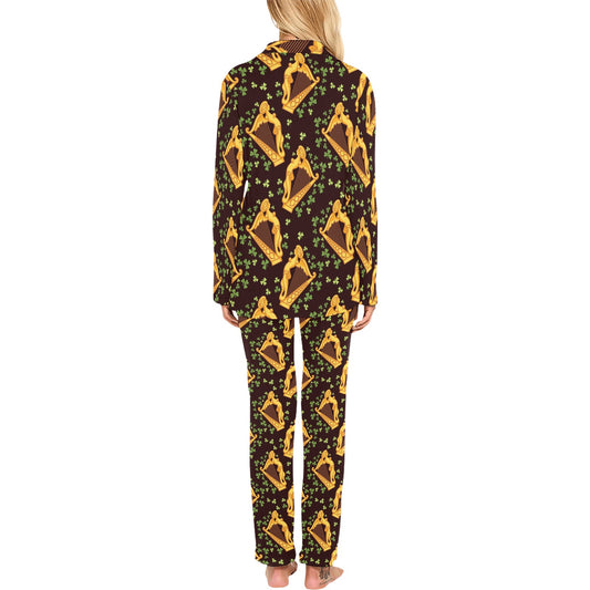 Harp Pattern Print Design 02 Women's Long Pajama Set